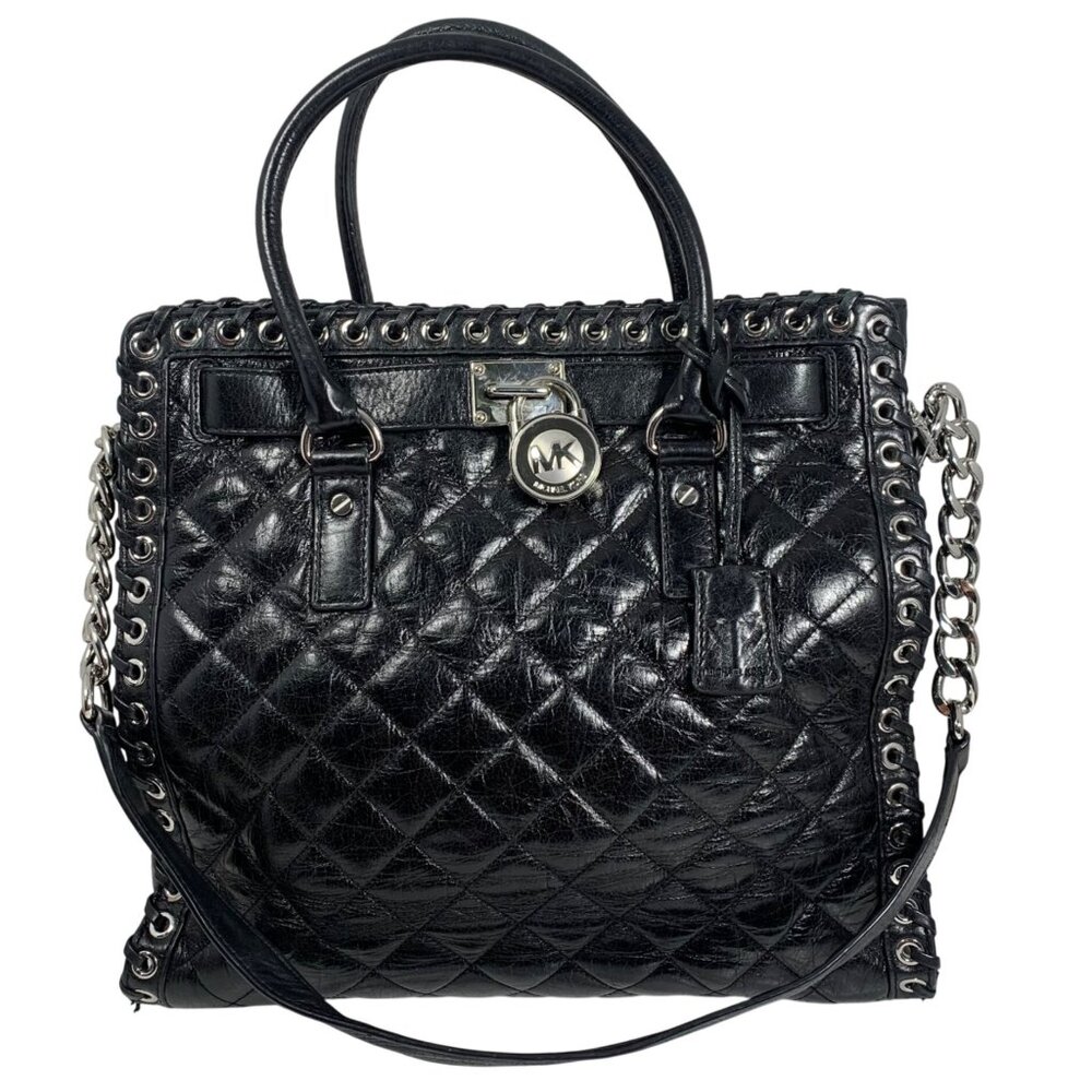 Michael Kors Women's Hamilton Hippie Grommet Quilted Leather Satchel Bag